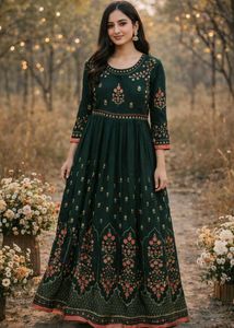 Floral green long dress
