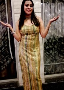 Sparkling Striped Maxi Dress