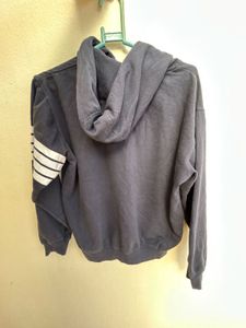Clean Navy Hoodie with Sleeve Stripes