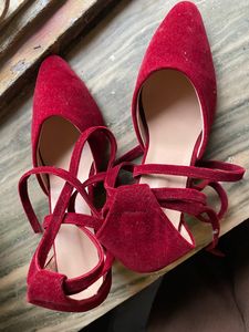 Velvet Red Maroonish Heels