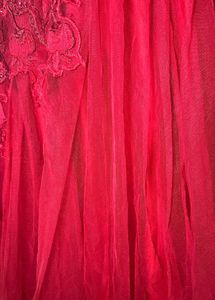 Red Floral Embroidered Gown