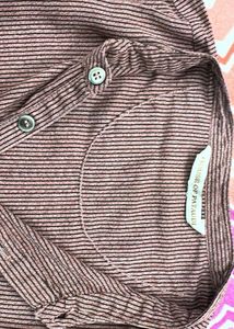 Maroon Striped Kurta