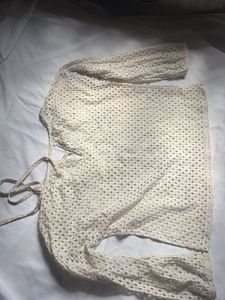 Cream Crochet Long Sleeve Top