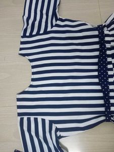 Blue White Striped Maxi Dress -XL