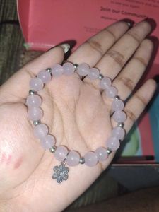 Pink Beaded Bracelet with Flower Charm