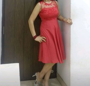 red lace Neck Beautiful Hot dress