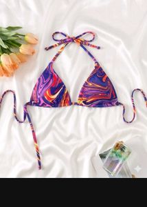 Vibrant Swirl Print Bikini Top