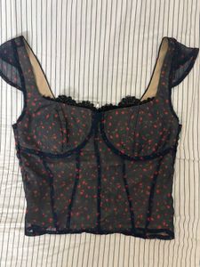 Floral Mesh Corset Top