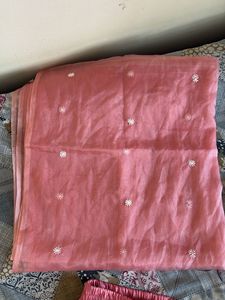 Pink Floral real mirror work Kurta Set