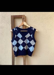 Argyle V-Neck Knit Vest