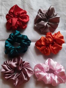 Silky Satin Scrunchies - Set of 6
