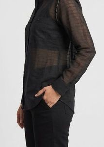 Sheer Black Button-Up Shirt ♠️
