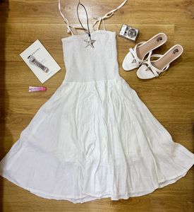 White Aesthetic Flowy Sundress