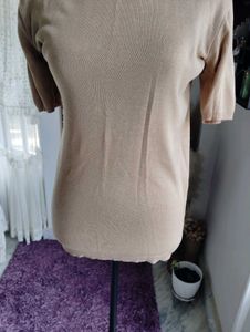 Neutral Short Sleeve Knit Top