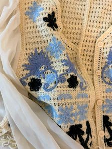(negotiable)Boho Cute Crochet Knit Button-Up Vest