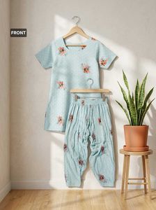 Light Blue Floral Kurta Set
