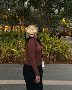 Brown Collared Long Sleeve Top