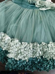 Beautiful Teal Tulle Dress with Flower Embellishme