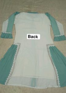 Elegant Sea Green &amp; White unique design dress