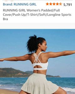 Running girl White Sports Bra