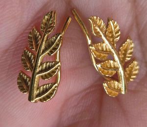 Elegant Gold Leaf Earrings SS925