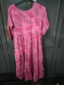 Pink Tiered Printed Kurta
