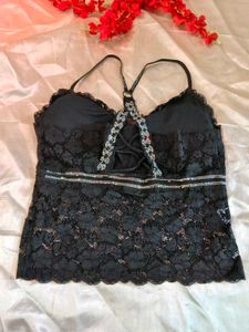 Lace Bralette with Rhinestone Detail