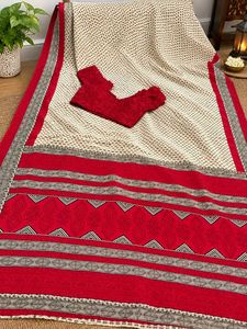Ready to wear Elegant Cream &amp; Maroon Saree