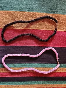 Set Of Two Beaded Necklaces In Black And Pink