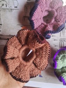 Handmade Crochet Flower Scrunchies