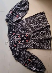 Black Bandhani Print Kurti