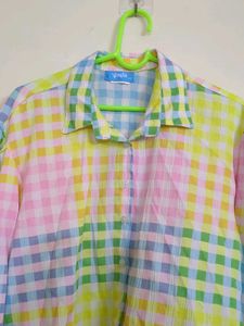 Colorful Plaid Cropped Shirt