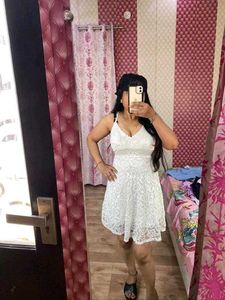 White PADDED Lace Flirty Dress