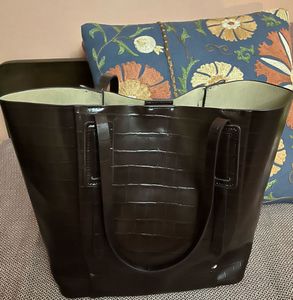 Zara Chic Croc Embossed Tote Bag