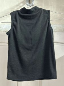 Sleek Black Mock Neck Sleeveless Top