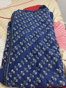 Elegant Blue Silk Saree with Embellishments