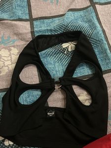 Black Cutout Halter Neck Crop Top