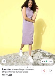 Lavender Sleeveless Ribbed Knit Midi Dress