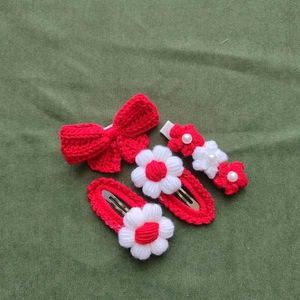 Handmade Crochet Hair Clips Set