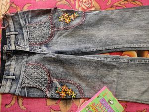 Boho embellished flared jeans