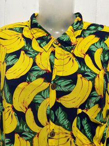 Vibrant Banana Print Button-Up Shirt