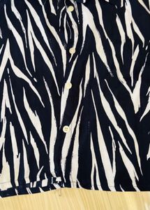 Zebra Print Button-Up Shirt