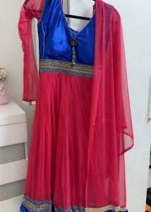 Beautiful Pink and Blue Velvet Wedding Suit Set