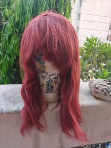 scarlet deep Red maroon Wig - Long Wavy cosplay