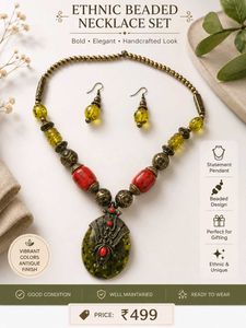 Ethnic Beaded Necklace Set with Earrings
