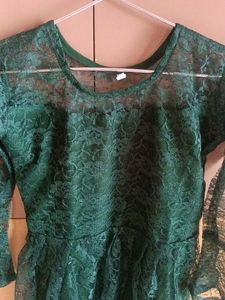 Price Dropped !! Elegant Green Lace Peplum Top