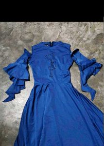 Elegant Blue Cold Shoulder Dress