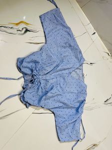 Cute Blue Polka Dot Crop Top