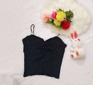 Ribbed Lace Trim Crop Top