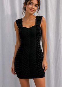 Chic Black Ruched Sheath Dress